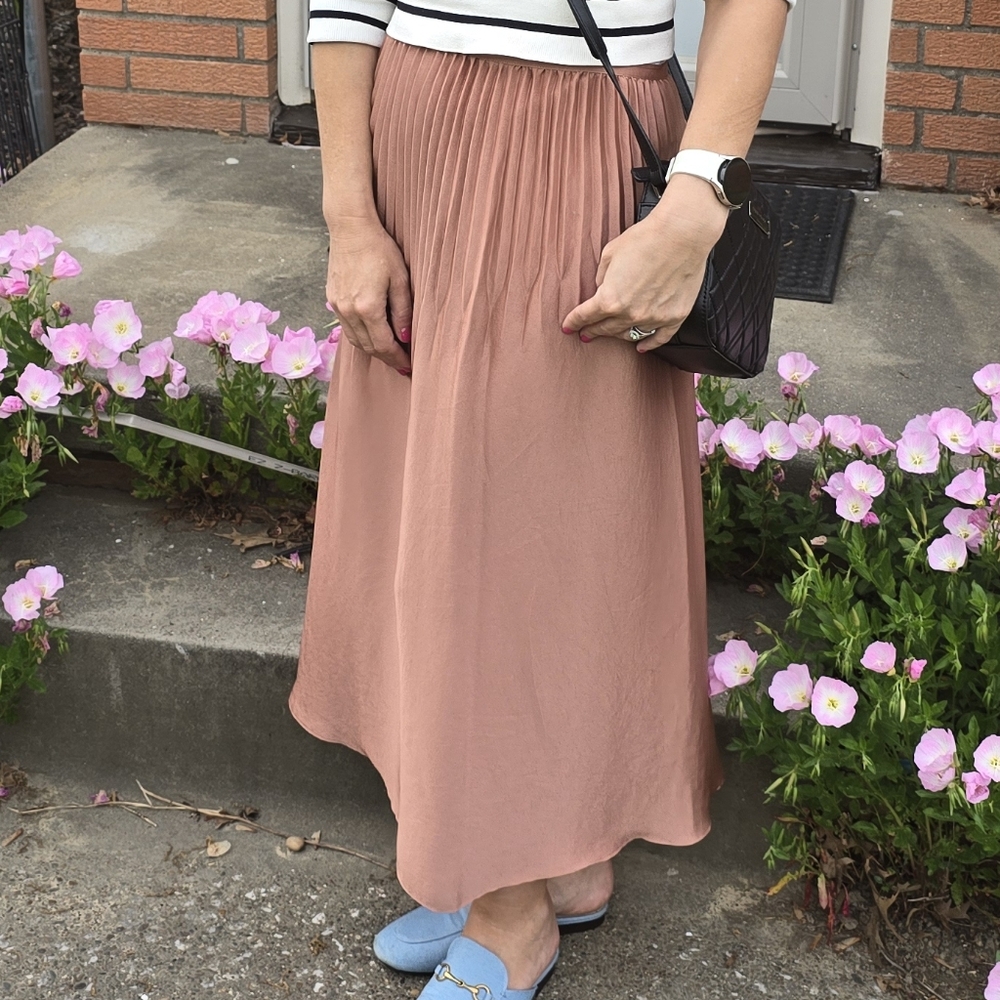 Vince 00 polyester pleated top midi skirt